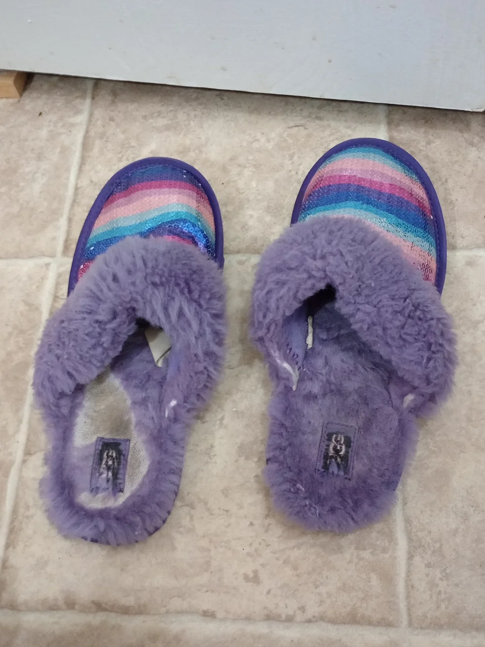 UGG slippers ina purple shearling lining Size 6